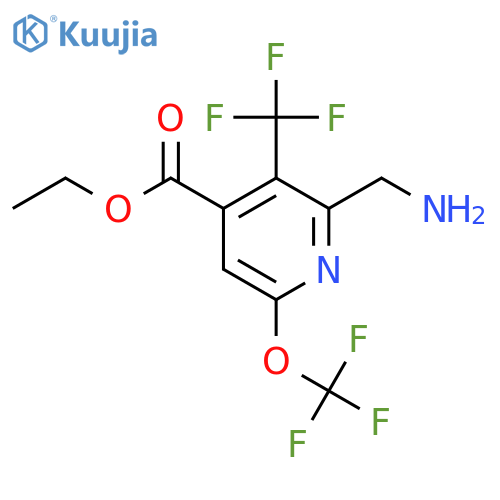 Ethyl 2-(aminomethyl)-6-(trifluoromethoxy)-3-(trifluoromethyl)pyridine-4-carboxylate structure