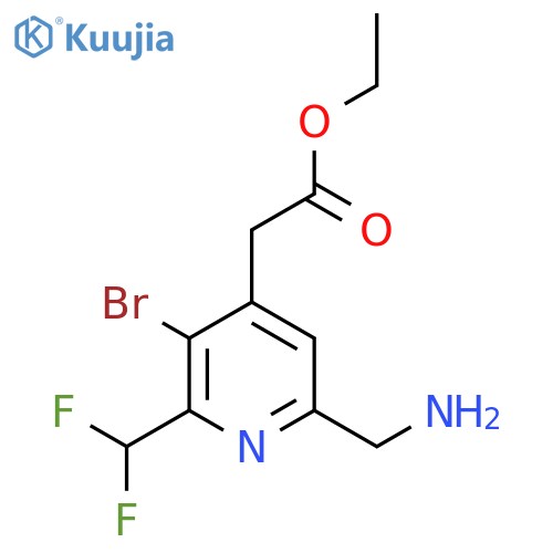 Ethyl 6-(aminomethyl)-3-bromo-2-(difluoromethyl)pyridine-4-acetate structure