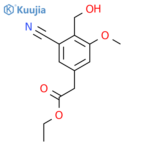 Ethyl 3-cyano-4-hydroxymethyl-5-methoxyphenylacetate structure