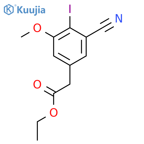 Ethyl 3-cyano-4-iodo-5-methoxyphenylacetate structure