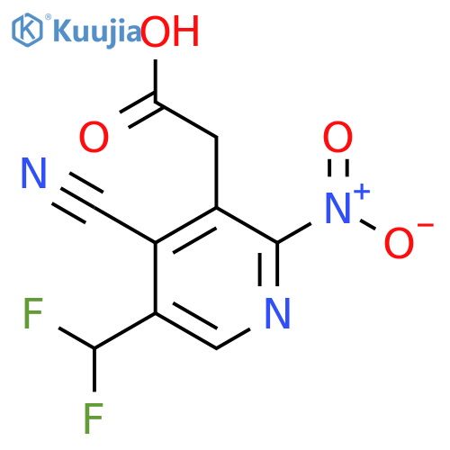 4-Cyano-5-(difluoromethyl)-2-nitropyridine-3-acetic acid structure