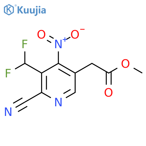 Methyl 2-cyano-3-(difluoromethyl)-4-nitropyridine-5-acetate structure