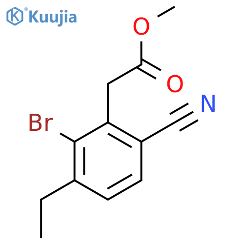 Methyl 2-bromo-6-cyano-3-ethylphenylacetate structure