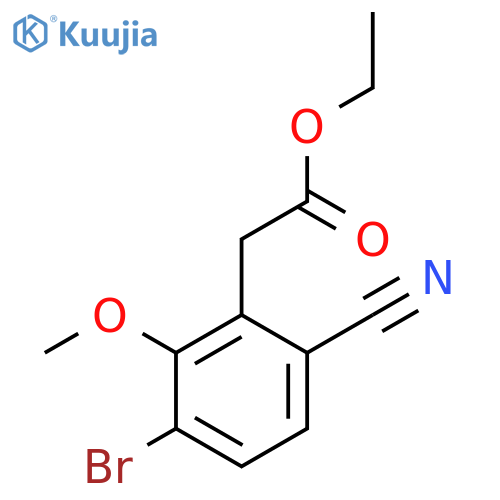Ethyl 3-bromo-6-cyano-2-methoxyphenylacetate structure