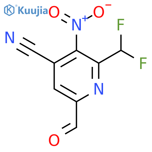 4-Cyano-2-(difluoromethyl)-3-nitropyridine-6-carboxaldehyde structure