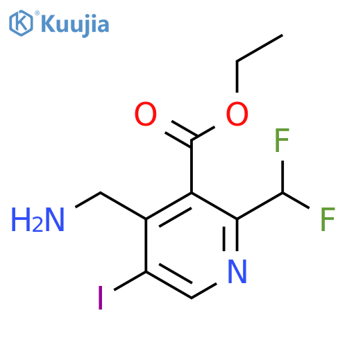 Ethyl 4-(aminomethyl)-2-(difluoromethyl)-5-iodopyridine-3-carboxylate structure
