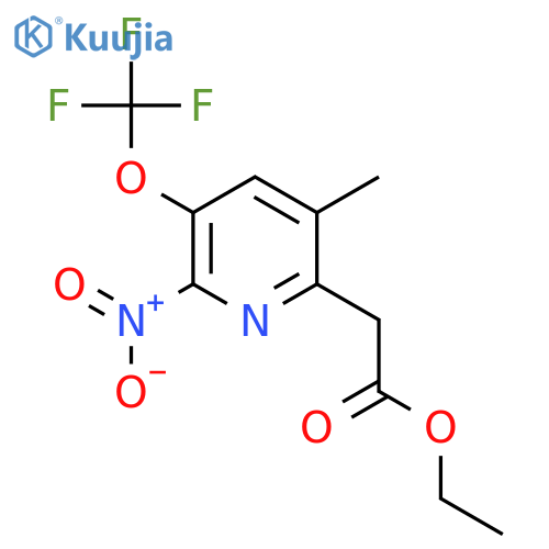 Ethyl 5-methyl-2-nitro-3-(trifluoromethoxy)pyridine-6-acetate structure