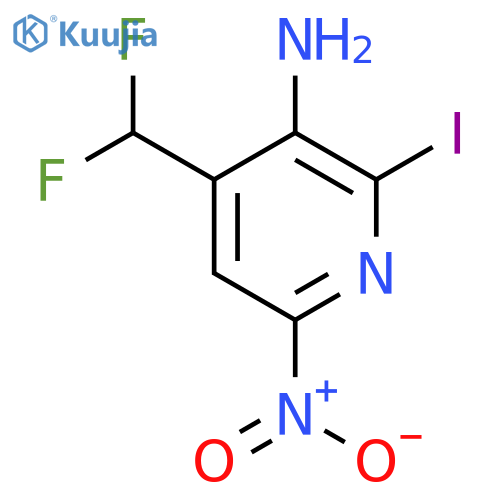 3-Amino-4-(difluoromethyl)-2-iodo-6-nitropyridine structure