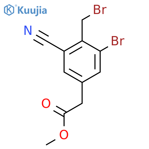 Methyl 3-bromo-4-bromomethyl-5-cyanophenylacetate structure