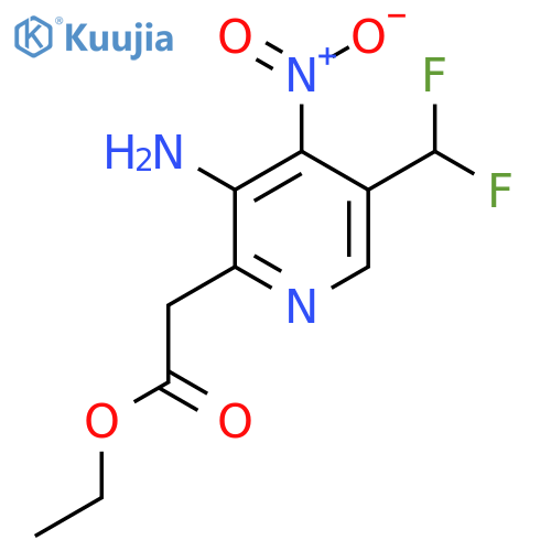 Ethyl 3-amino-5-(difluoromethyl)-4-nitropyridine-2-acetate structure