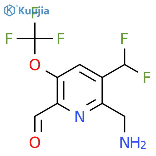 2-(Aminomethyl)-3-(difluoromethyl)-5-(trifluoromethoxy)pyridine-6-carboxaldehyde structure
