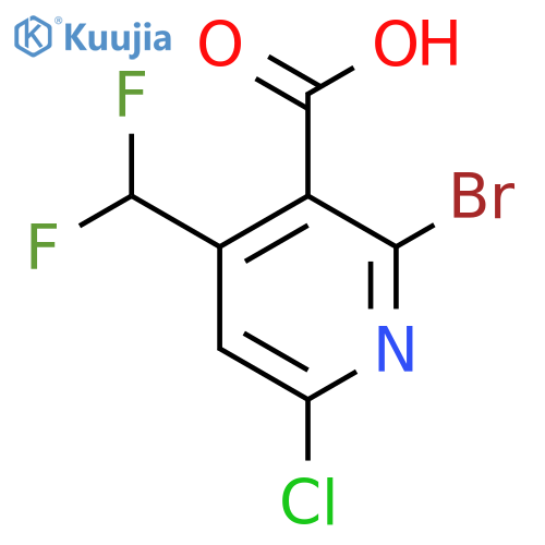 2-Bromo-6-chloro-4-(difluoromethyl)pyridine-3-carboxylic acid structure