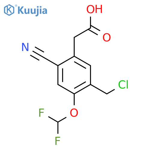 5-Chloromethyl-2-cyano-4-(difluoromethoxy)phenylacetic acid structure