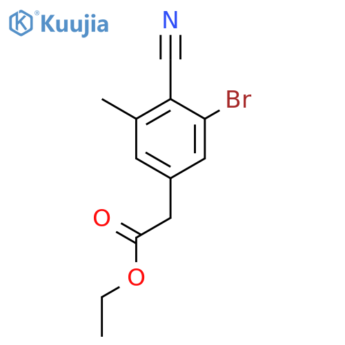 Ethyl 3-bromo-4-cyano-5-methylphenylacetate structure