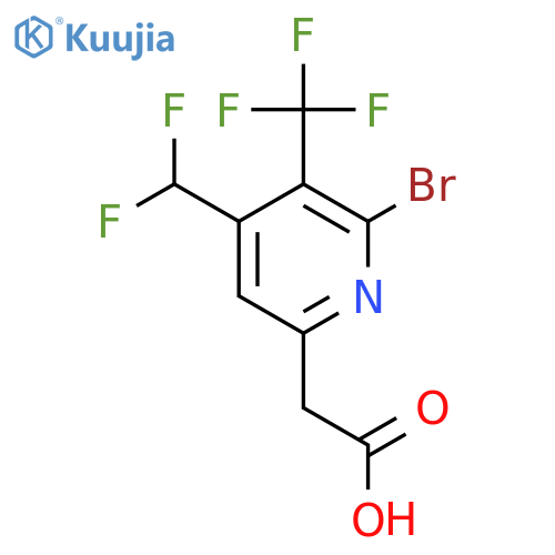 2-Bromo-4-(difluoromethyl)-3-(trifluoromethyl)pyridine-6-acetic acid structure