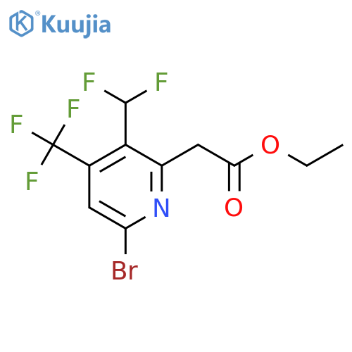 Ethyl 6-bromo-3-(difluoromethyl)-4-(trifluoromethyl)pyridine-2-acetate structure