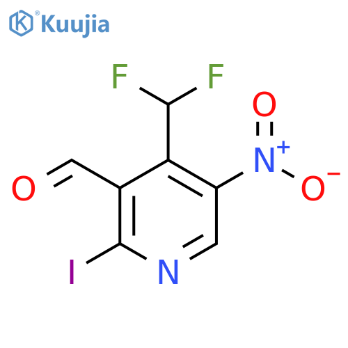4-(Difluoromethyl)-2-iodo-5-nitropyridine-3-carboxaldehyde structure