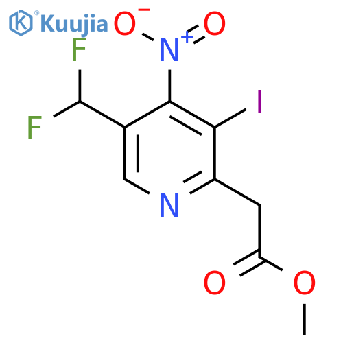 Methyl 5-(difluoromethyl)-3-iodo-4-nitropyridine-2-acetate structure