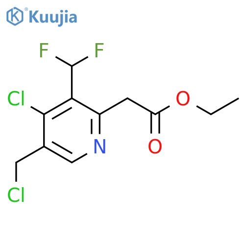 Ethyl 4-chloro-5-(chloromethyl)-3-(difluoromethyl)pyridine-2-acetate structure