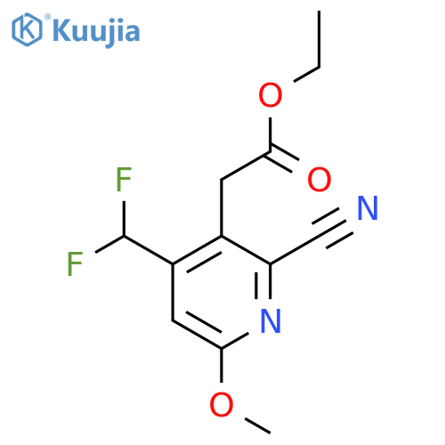Ethyl 2-cyano-4-(difluoromethyl)-6-methoxypyridine-3-acetate structure