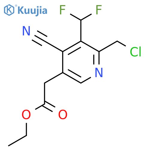Ethyl 2-(chloromethyl)-4-cyano-3-(difluoromethyl)pyridine-5-acetate structure