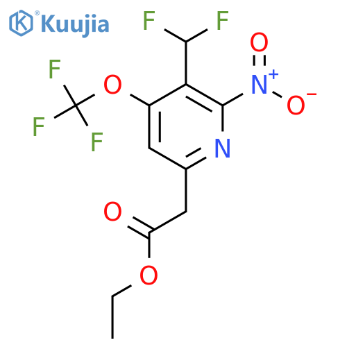 Ethyl 3-(difluoromethyl)-2-nitro-4-(trifluoromethoxy)pyridine-6-acetate structure
