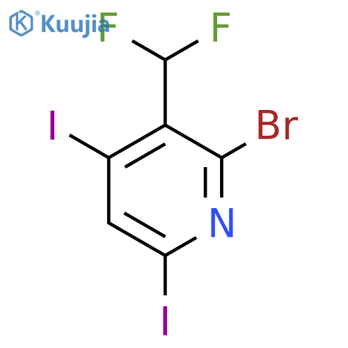 2-Bromo-3-(difluoromethyl)-4,6-diiodopyridine structure