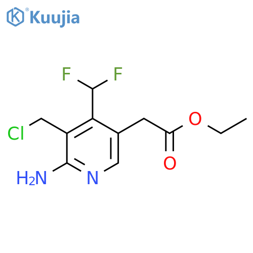 Ethyl 2-amino-3-(chloromethyl)-4-(difluoromethyl)pyridine-5-acetate structure