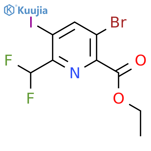 Ethyl 5-bromo-2-(difluoromethyl)-3-iodopyridine-6-carboxylate structure