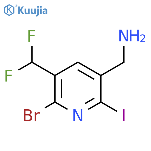 5-(Aminomethyl)-2-bromo-3-(difluoromethyl)-6-iodopyridine structure