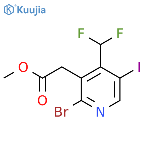 Methyl 2-bromo-4-(difluoromethyl)-5-iodopyridine-3-acetate structure