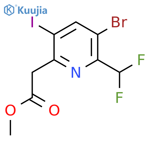 Methyl 3-bromo-2-(difluoromethyl)-5-iodopyridine-6-acetate structure