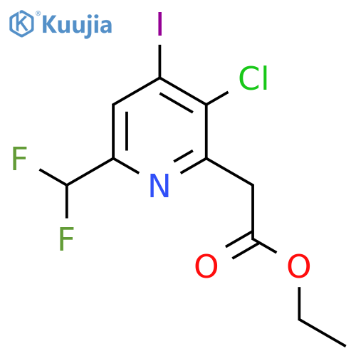 Ethyl 3-chloro-6-(difluoromethyl)-4-iodopyridine-2-acetate structure