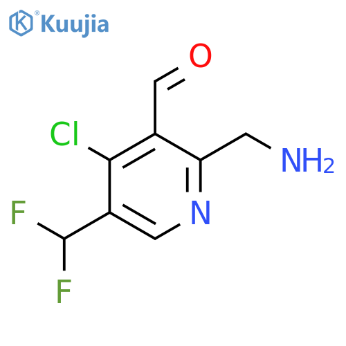 2-(Aminomethyl)-4-chloro-5-(difluoromethyl)pyridine-3-carboxaldehyde structure
