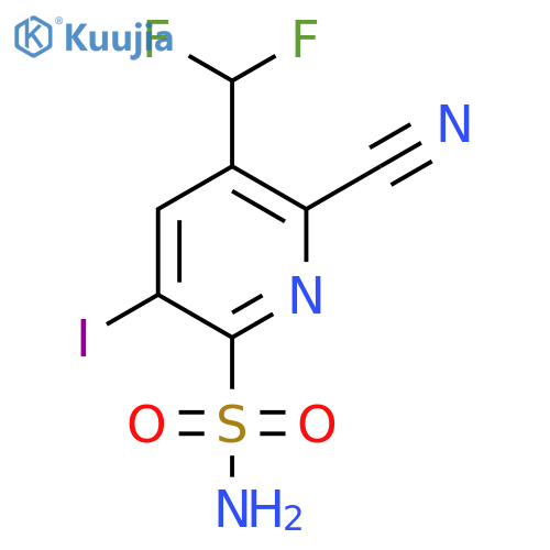 2-Cyano-3-(difluoromethyl)-5-iodopyridine-6-sulfonamide structure