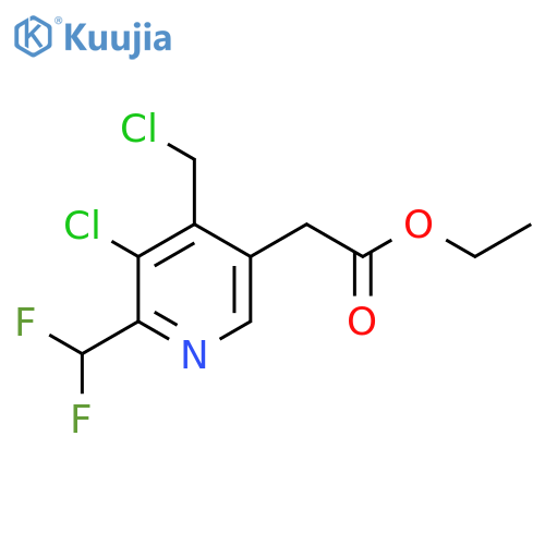 Ethyl 3-chloro-4-(chloromethyl)-2-(difluoromethyl)pyridine-5-acetate structure
