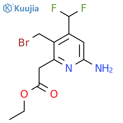 Ethyl 6-amino-3-(bromomethyl)-4-(difluoromethyl)pyridine-2-acetate structure