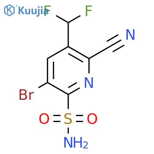 5-Bromo-2-cyano-3-(difluoromethyl)pyridine-6-sulfonamide structure
