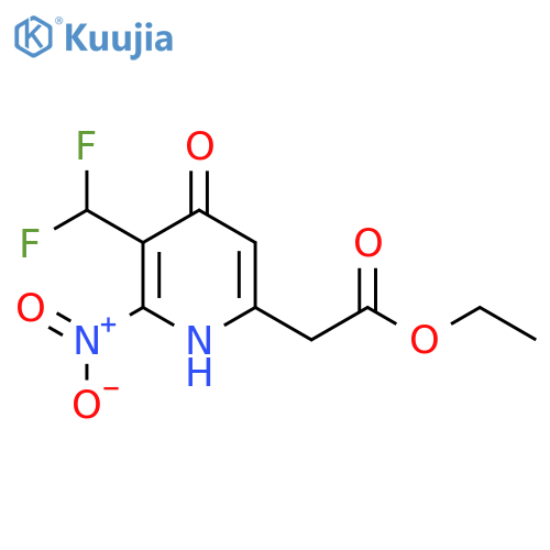Ethyl 3-(difluoromethyl)-4-hydroxy-2-nitropyridine-6-acetate structure