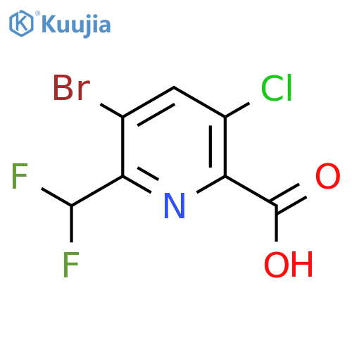 3-Bromo-5-chloro-2-(difluoromethyl)pyridine-6-carboxylic acid structure