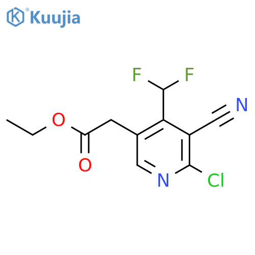 Ethyl 2-chloro-3-cyano-4-(difluoromethyl)pyridine-5-acetate structure