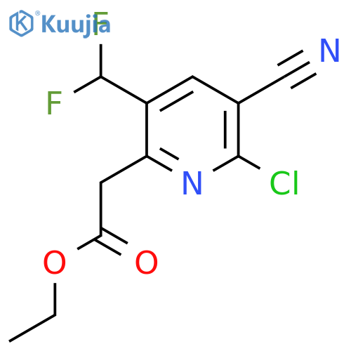 Ethyl 2-chloro-3-cyano-5-(difluoromethyl)pyridine-6-acetate structure