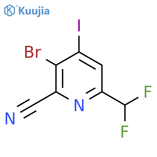 3-Bromo-2-cyano-6-(difluoromethyl)-4-iodopyridine structure
