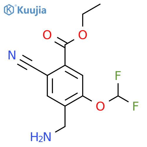 Ethyl 4-aminomethyl-2-cyano-5-(difluoromethoxy)benzoate structure