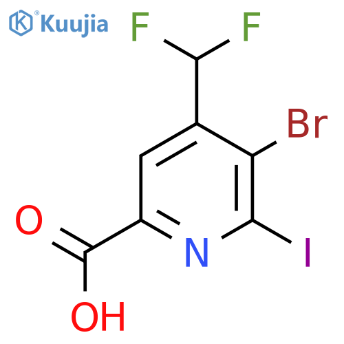 3-Bromo-4-(difluoromethyl)-2-iodopyridine-6-carboxylic acid structure