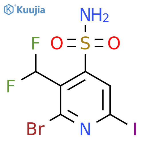 2-Bromo-3-(difluoromethyl)-6-iodopyridine-4-sulfonamide structure