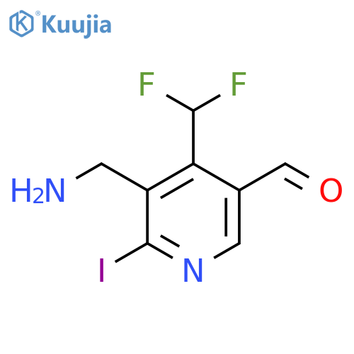 3-(Aminomethyl)-4-(difluoromethyl)-2-iodopyridine-5-carboxaldehyde structure