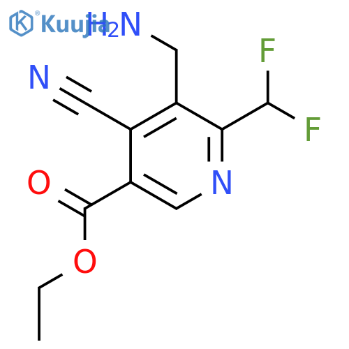 Ethyl 3-(aminomethyl)-4-cyano-2-(difluoromethyl)pyridine-5-carboxylate structure