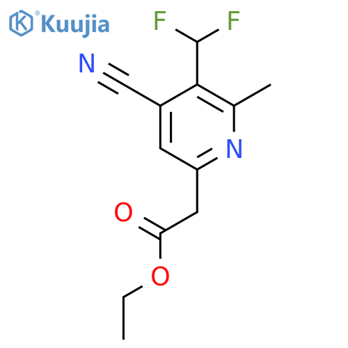 Ethyl 4-cyano-3-(difluoromethyl)-2-methylpyridine-6-acetate structure
