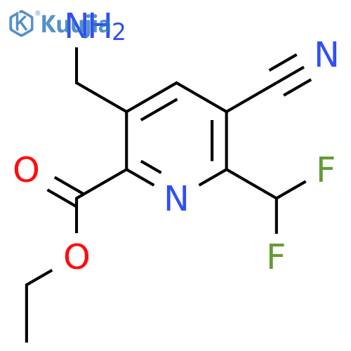 Ethyl 3-(aminomethyl)-5-cyano-6-(difluoromethyl)pyridine-2-carboxylate structure